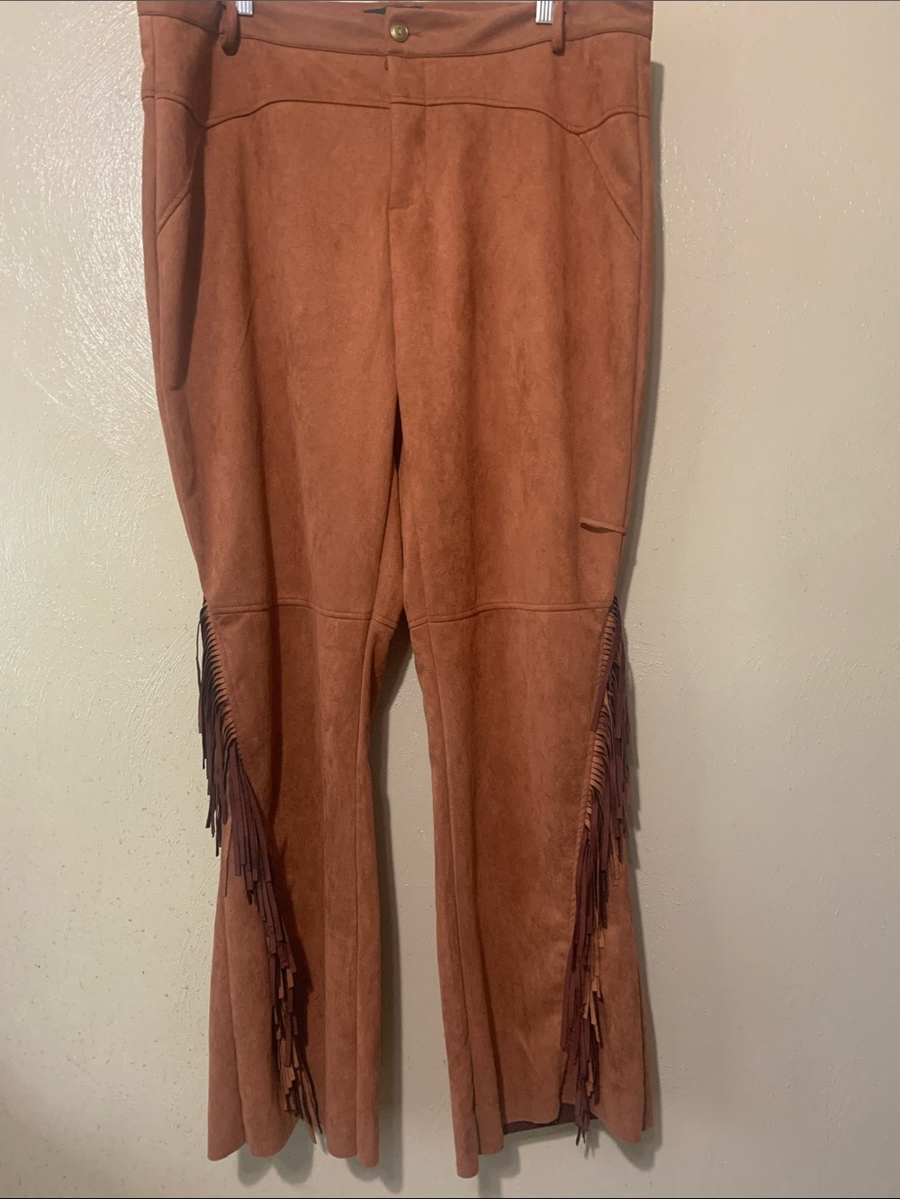 Like An Angel 2X Cowgirl Style  Cognac Faux Suede Flare Pants NWT